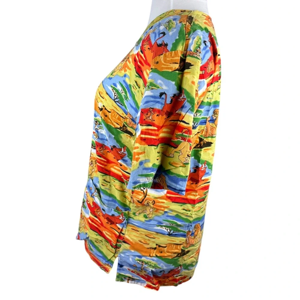 ✨2/$20 Disney Lion King Scrub Top Pumba, Timon, Samba, Nala Nurse CNA V-Neck L - Picture 4 of 13